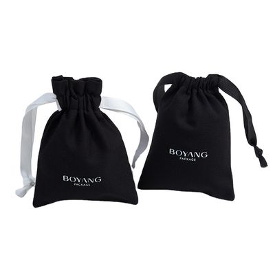 Borsa di cartone di cotone nero personalizzata per gioielli biologici