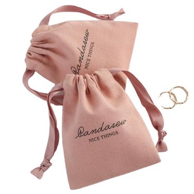 Medio imballaggio per lo shopping Borse a corda stampate in tela morbida rosa