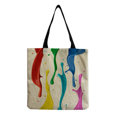 Medium Size Beach Tote Bag Cotton Canvas Linen Reusable Bag per donne Logo personalizzato