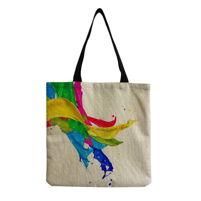 Medium Size Beach Tote Bag Cotton Canvas Linen Reusable Bag per donne Logo personalizzato
