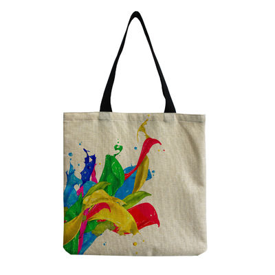 Medium Size Beach Tote Bag Cotton Canvas Linen Reusable Bag per donne Logo personalizzato