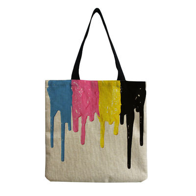 Medium Size Beach Tote Bag Cotton Canvas Linen Reusable Bag per donne Logo personalizzato
