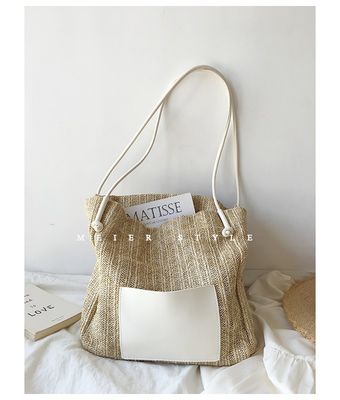 Poliestere rivestimento manifattura sacchetto di paglia tessuto grande sacchetto spalla crossbody sacchetto per donne