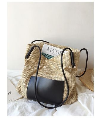 Poliestere rivestimento manifattura sacchetto di paglia tessuto grande sacchetto spalla crossbody sacchetto per donne