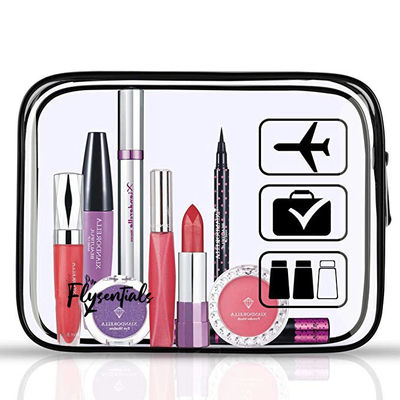 Nuova borsa cosmetica di plastica trasparente in PVC con logo personalizzato accettata