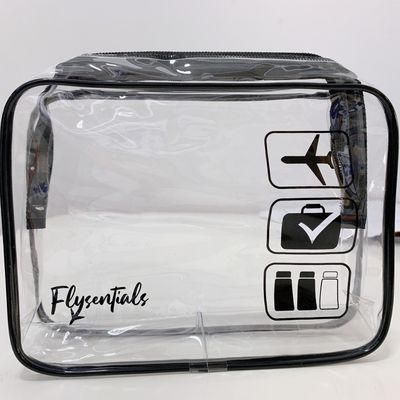 Nuova borsa cosmetica di plastica trasparente in PVC con logo personalizzato accettata