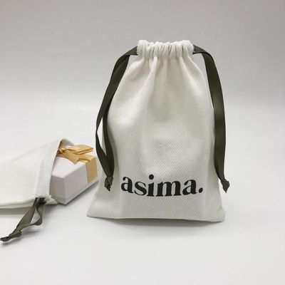 Borsa a corda di cotone twill ecologica per imballaggi regalo per gioielli a colori personalizzati