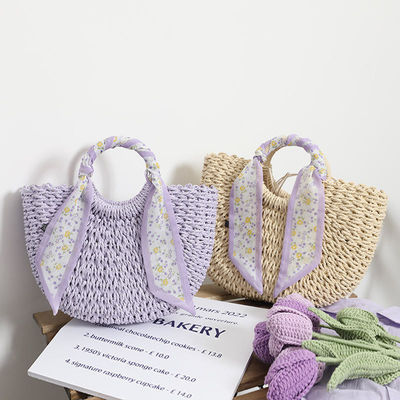2024 Summer Travel Beach Borsa tessuta a chiusura aperta e borsa a mano di paglia donna