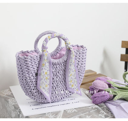 2024 Summer Travel Beach Borsa tessuta a chiusura aperta e borsa a mano di paglia donna