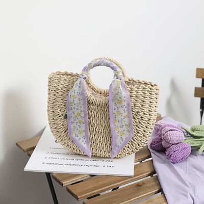 2024 Summer Travel Beach Borsa tessuta a chiusura aperta e borsa a mano di paglia donna