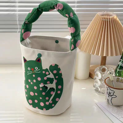 Mini Cute Bucket Bag Canvas Tote Bag tasca anteriore e design personalizzato