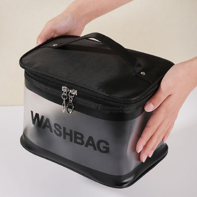 Borsa di trucco trasparente in PVC con logo personalizzato per servizi igienici e organizzazione cosmetica