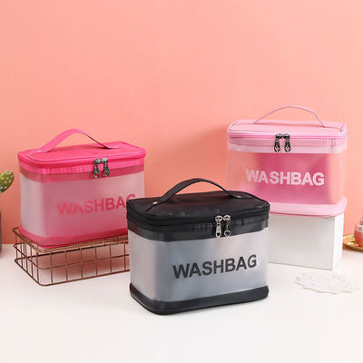Borsa di trucco trasparente in PVC con logo personalizzato per servizi igienici e organizzazione cosmetica