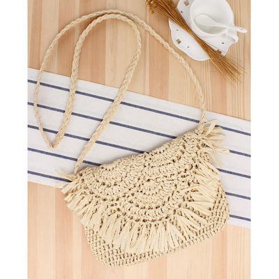 Tassel Beach Bag fatto a mano Raffia Rattan Crossbody per vacanze estive di viaggio femminile