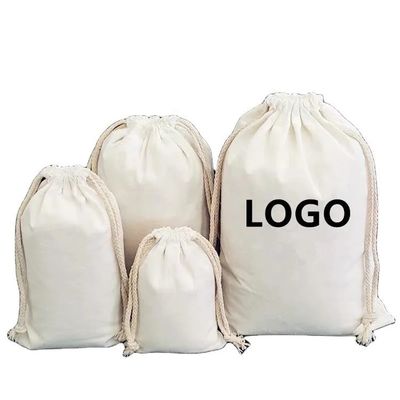 Borsa scolastica riutilizzabile Carrozzina Logo personalizzato Borsa a corda stampata di lino di cotone tela