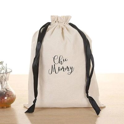 Borsa scolastica riutilizzabile Carrozzina Logo personalizzato Borsa a corda stampata di lino di cotone tela