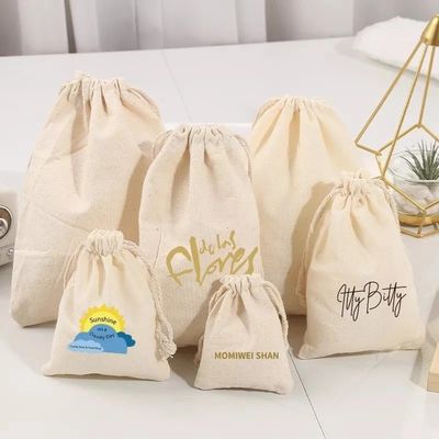 Borsa scolastica riutilizzabile Carrozzina Logo personalizzato Borsa a corda stampata di lino di cotone tela