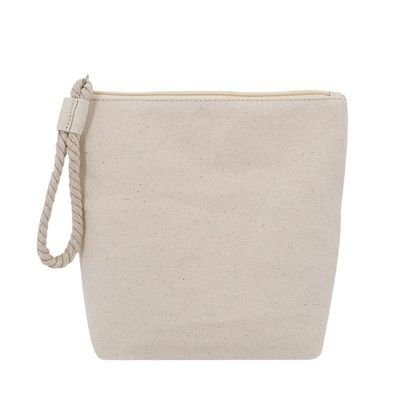 OEM/ODM Acceptabile Sacchetto di trucco in cotone Calico con cerniera per viaggi naturali riciclati