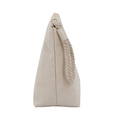 OEM/ODM Acceptabile Sacchetto di trucco in cotone Calico con cerniera per viaggi naturali riciclati