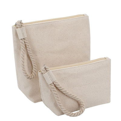 OEM/ODM Acceptabile Sacchetto di trucco in cotone Calico con cerniera per viaggi naturali riciclati