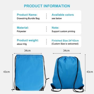 Borsa scolastica carrello logo personalizzato Nylon Draw String zaino con materiale impermeabile