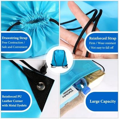 Borsa scolastica carrello logo personalizzato Nylon Draw String zaino con materiale impermeabile