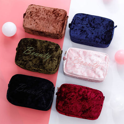 Borsa portatile di velluto impermeabile per il trucco per viaggi