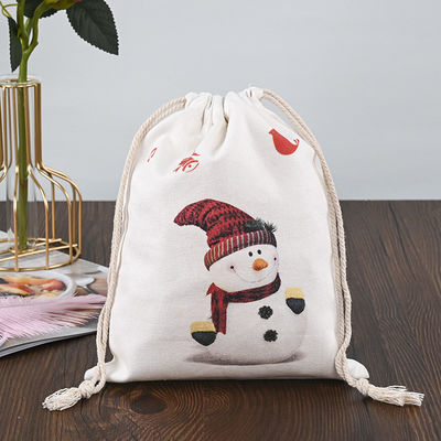 Logo personalizzato Natale 2022 Sacchetti a corda 100% di cotone Calze di Babbo Natale Caramelle Noci Borsa regalo