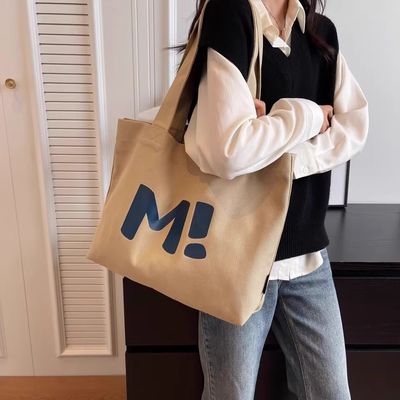 Logo personalizzato Sacchetti di tela di cotone di grande capacità Reutilizzabile Borsa da lettera multifunzionale