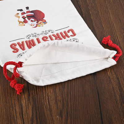 Logo personalizzato Natale 2022 Sacchetti a corda 100% di cotone Calze di Babbo Natale Caramelle Noci Borsa regalo