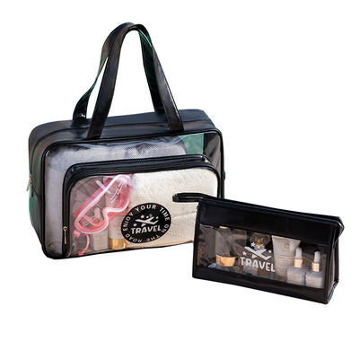 Nuovo logo personalizzato di moda accettato PVC cosmetica borsa a cerniera per la toilette di viaggio