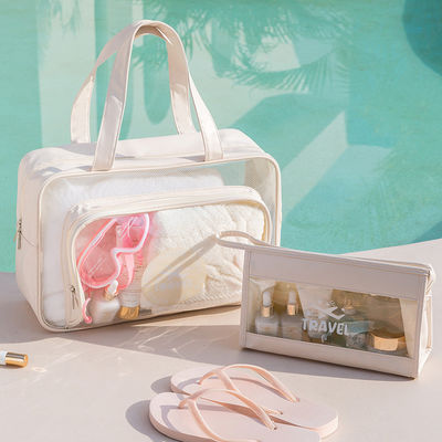 Nuovo logo personalizzato di moda accettato PVC cosmetica borsa a cerniera per la toilette di viaggio