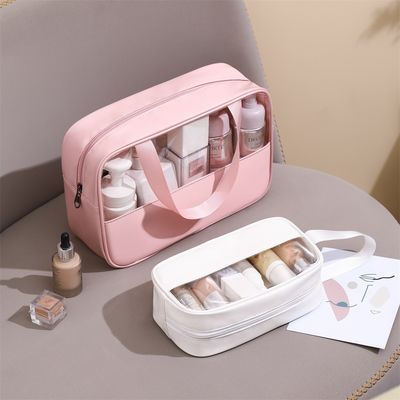 Modello solido Tipo trasparente PU Pulito per il trucco Spazzola per la bellezza Borsa per la cura della pelle per il logo personalizzato