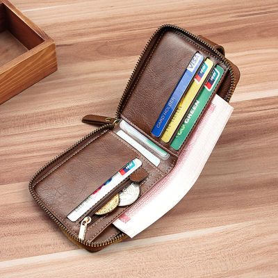 Portafoglio in pelle bifold corto per uomini e donne Portafoglio di monete di design Portafoglio tascabile anteriore Portafoglio