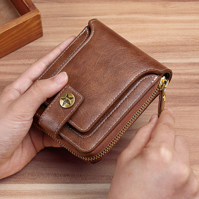 Portafoglio in pelle bifold corto per uomini e donne Portafoglio di monete di design Portafoglio tascabile anteriore Portafoglio
