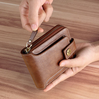 Portafoglio in pelle bifold corto per uomini e donne Portafoglio di monete di design Portafoglio tascabile anteriore Portafoglio