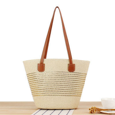 Big Straw Tote Bag Handmade Knitting Marocco Shoulder Beach Bag per le donne in estate
