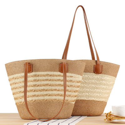 Big Straw Tote Bag Handmade Knitting Marocco Shoulder Beach Bag per le donne in estate