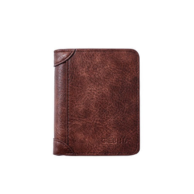 Portafoglio in pelle di grano completo per uomini Portafoglio bifold staccabile Crazy Horse in marrone retro