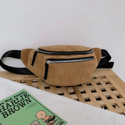 Borsa da vita in corduroy unisex per corsa e palestra con logo personalizzato