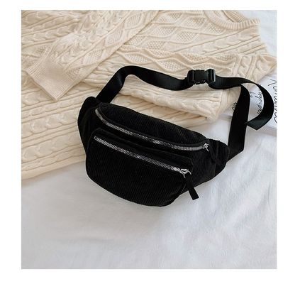 Borsa da vita in corduroy unisex per corsa e palestra con logo personalizzato