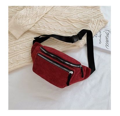 Borsa da vita in corduroy unisex per corsa e palestra con logo personalizzato