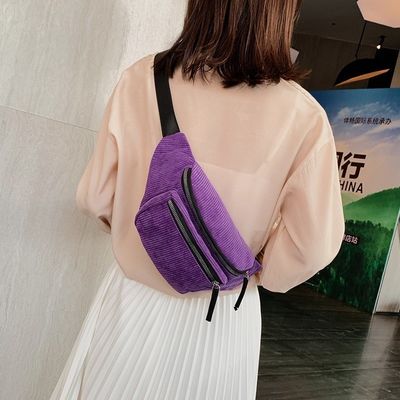 Borsa da vita in corduroy unisex per corsa e palestra con logo personalizzato