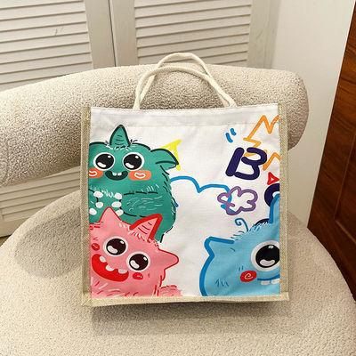 2024 Borsa da spalla a cartone animato personalizzata per bambini per spiaggia, svago, viaggi, tela, borsa da bagno