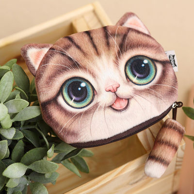 Colore personalizzato Bambini Portafoglio Portafogli per bambine Portafogli per monete Portafogli per monete Cartoon 3D Cat Zipper Kawaii Portafogli Portafogli per monete