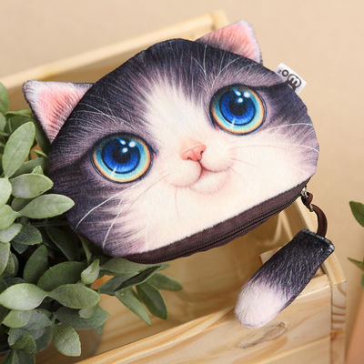 Colore personalizzato Bambini Portafoglio Portafogli per bambine Portafogli per monete Portafogli per monete Cartoon 3D Cat Zipper Kawaii Portafogli Portafogli per monete