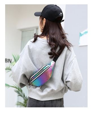 Stile personalizzato colori olografici Fanny Pack Tassa da vita per ragazze Laser PU materiale