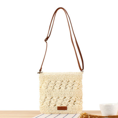Summer Beach tessuto Crossbody sacchetto di paglia per donne con rivestimento in poliestere e chiusura aperta