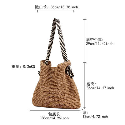 Borsa da spalla in stile coreano con treccia di paglia per donne