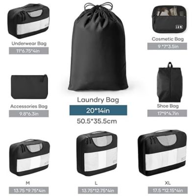 Logo personalizzato Acceptato Borse da viaggio unisex 8 Set Cubi da imballaggio con borsa da bucato e deposito